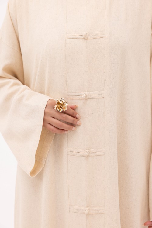 Robe Aurora en lin beige chiné