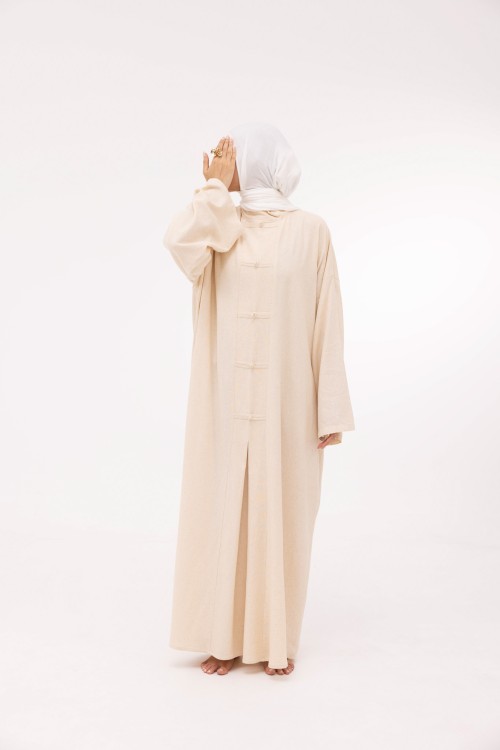 Robe Aurora en lin beige chiné