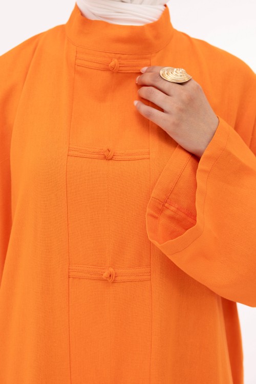 Robe Aurora en lin orange