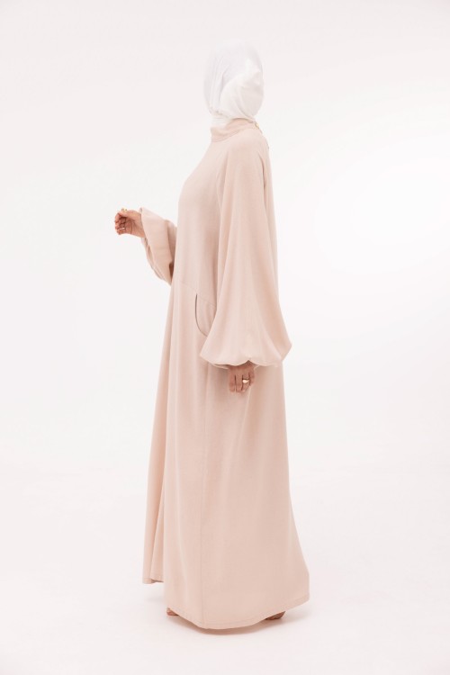 Robe Fleurissa en lin beige rosée