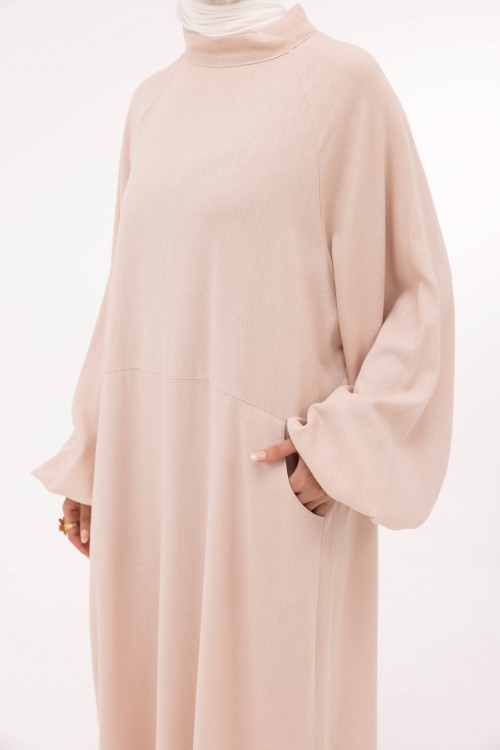 Robe Fleurissa en lin beige rosée