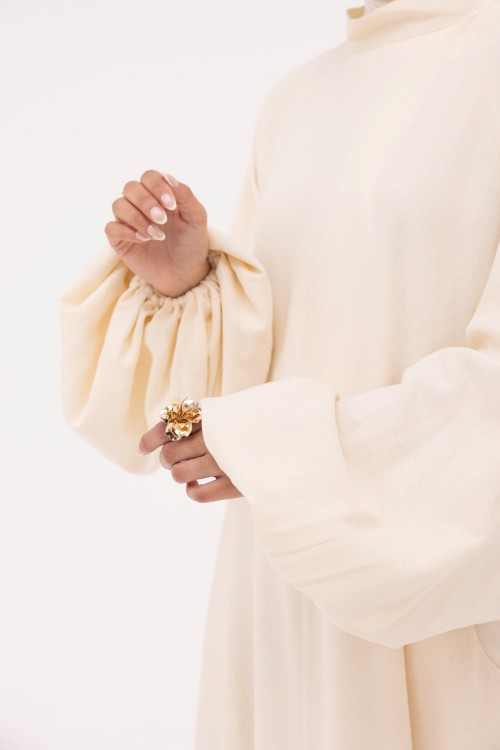 Robe Fleurissa en lin crème