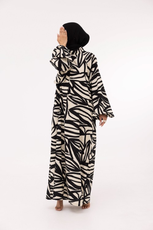 Robe Fleurissa en lin imprimé noir