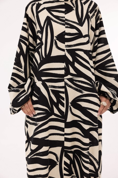 Robe Fleurissa en lin imprimé noir