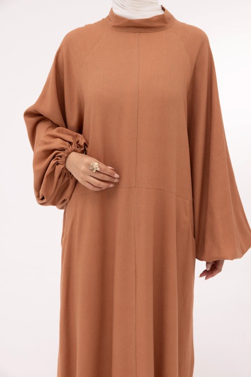 Robe Fleurissa en lin noisette
