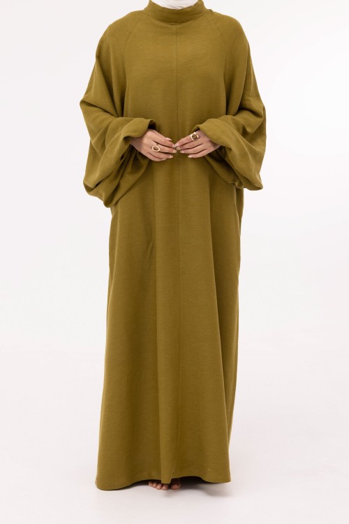 Robe Fleurissa en lin vert olive