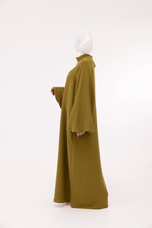 Robe Fleurissa en lin vert olive