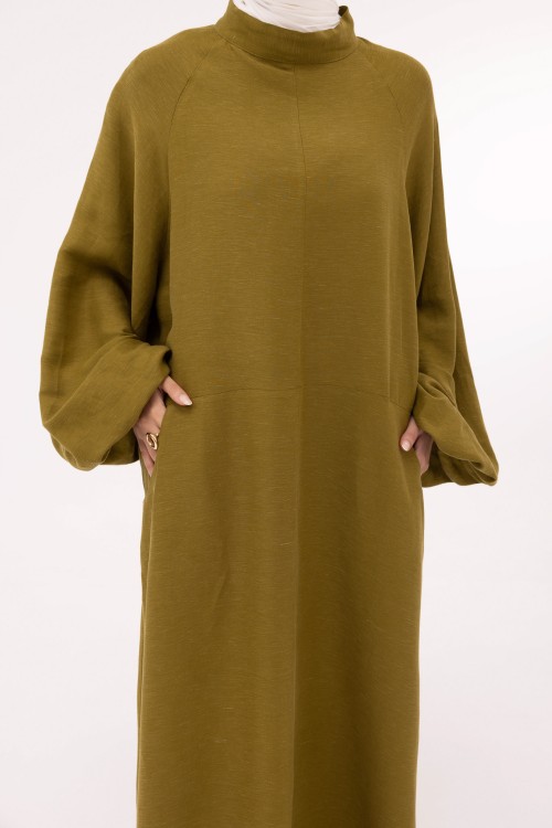 Robe Fleurissa en lin vert olive
