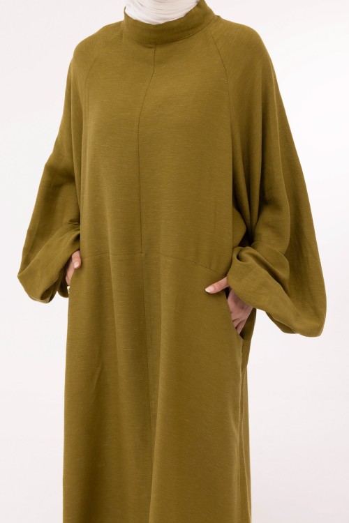 Robe Fleurissa en lin vert olive