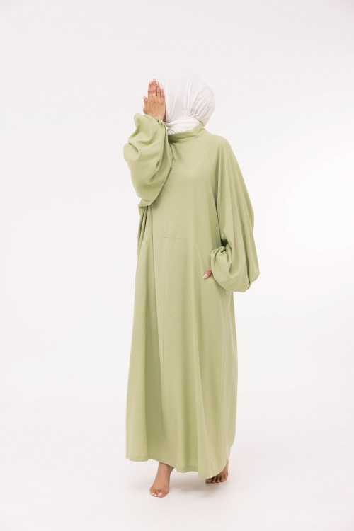 Robe Fleurissa en lin anis