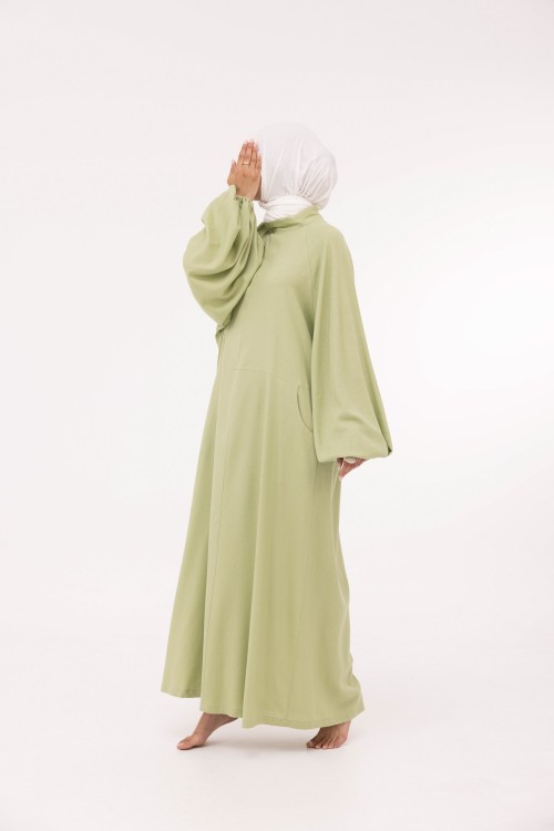 Robe Fleurissa en lin anis