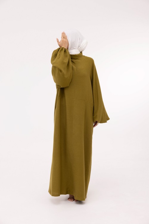 Robe Fleurissa en lin vert olive