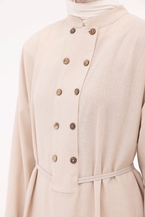 Robe Jolia en lin beige clair