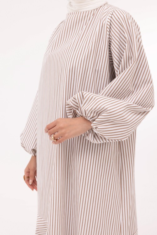 Robe Mayline rayée noisette