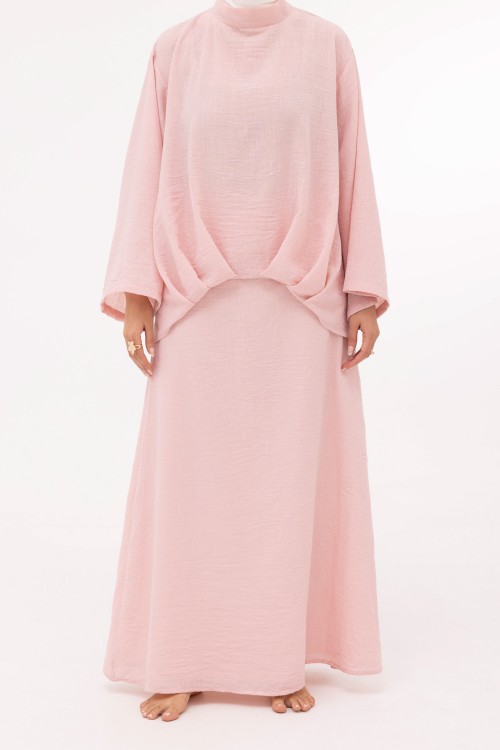 Ensemble Pauline en lin baby rose