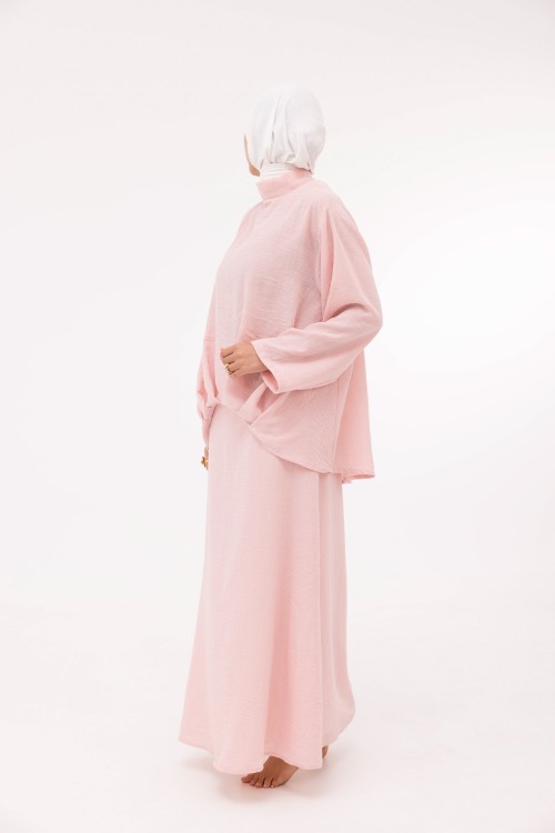Ensemble Pauline en lin baby rose