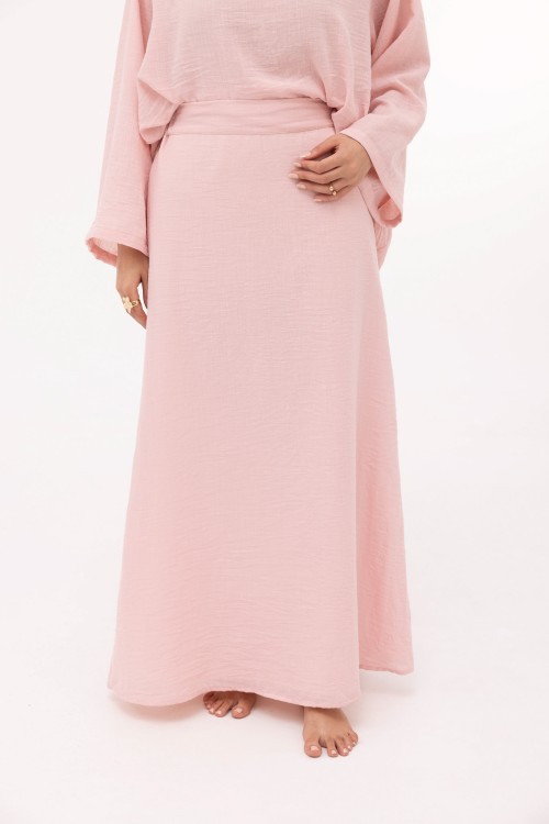 Ensemble Pauline en lin baby rose