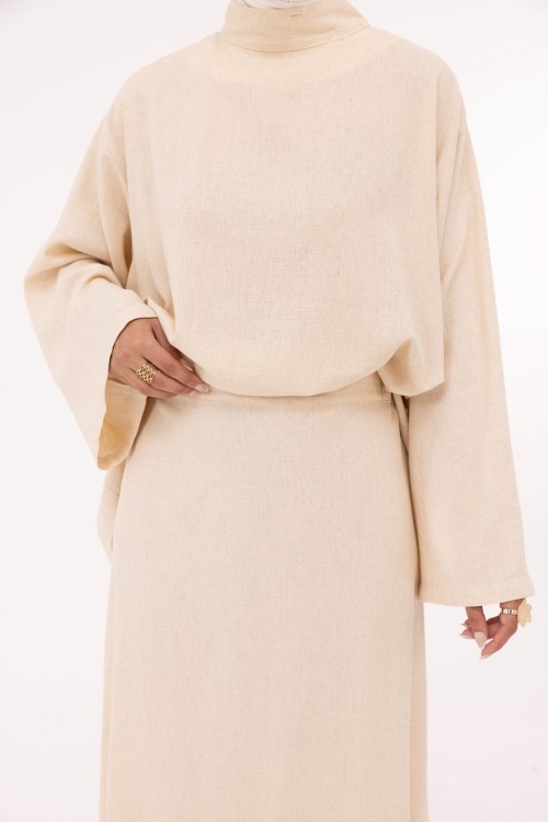 Ensemble Pauline en lin beige chiné