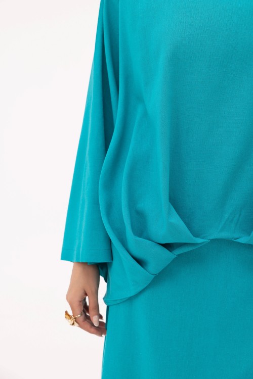Ensemble Pauline en lin turquoise