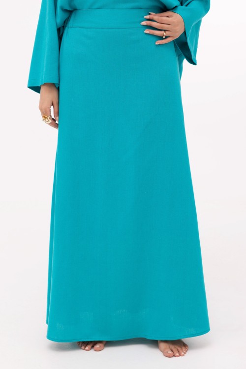Ensemble Pauline en lin turquoise