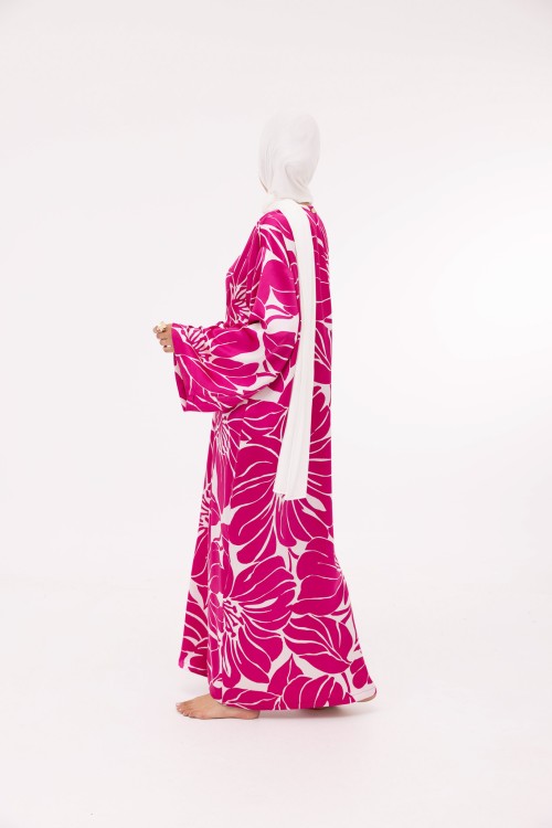 Robe Ally fleuri fushia