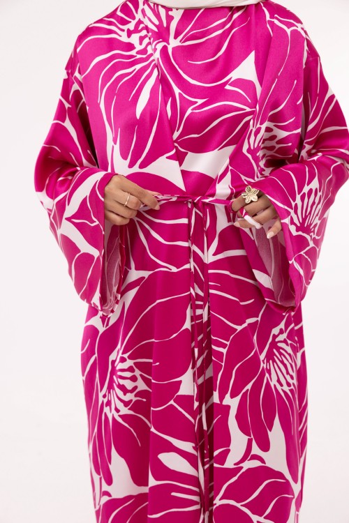 Robe Ally fleuri fushia