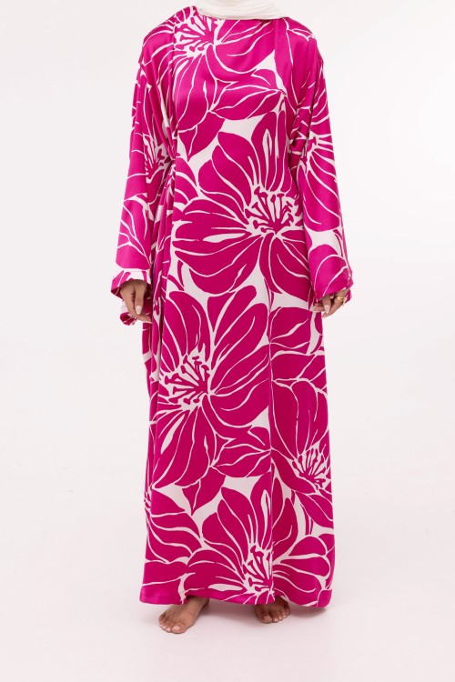 Robe Ally fleuri fushia