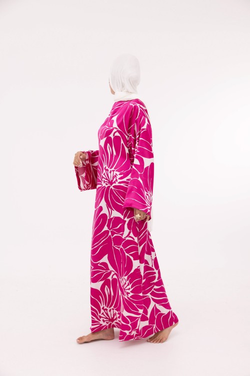 Robe Ally fleuri fushia