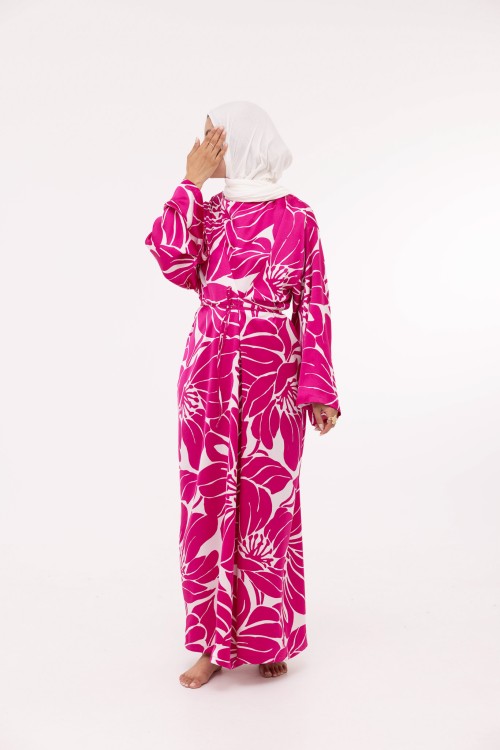Robe Ally fleuri fushia