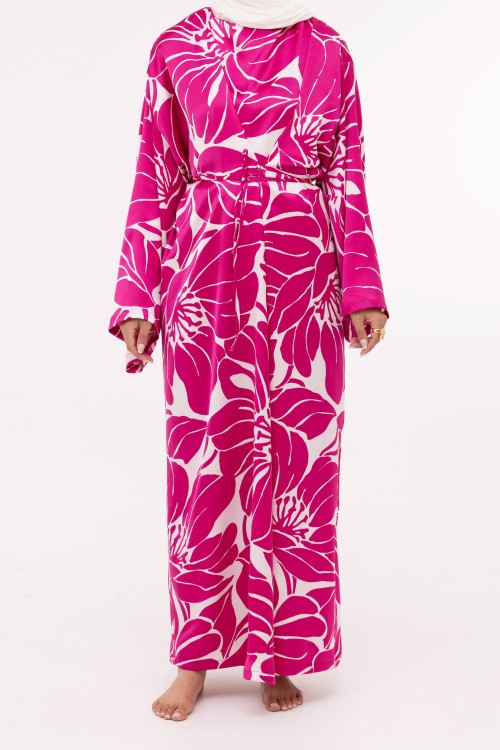 Robe Ally fleuri fushia