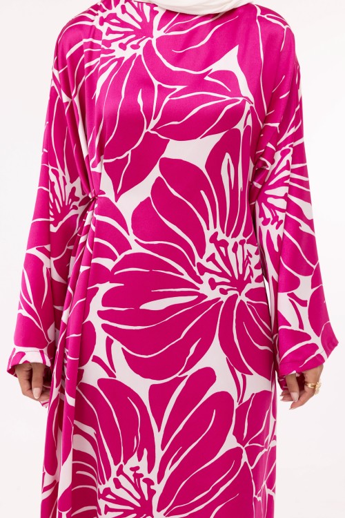 Robe Ally fleuri fushia