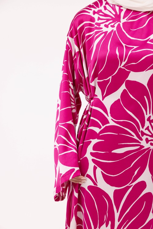 Robe Ally fleuri fushia