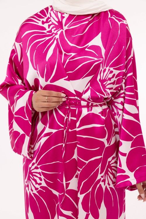 Robe Ally fleuri fushia