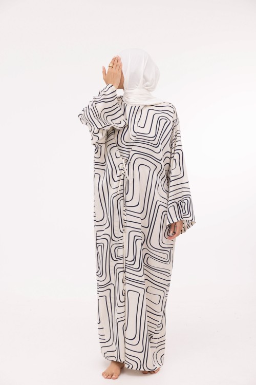 Robe Ally imprimé blanc et bleu