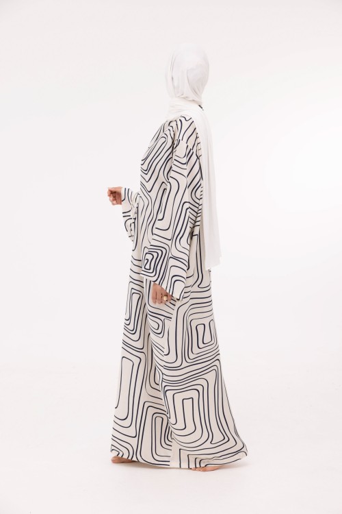 Robe Ally imprimé blanc et bleu