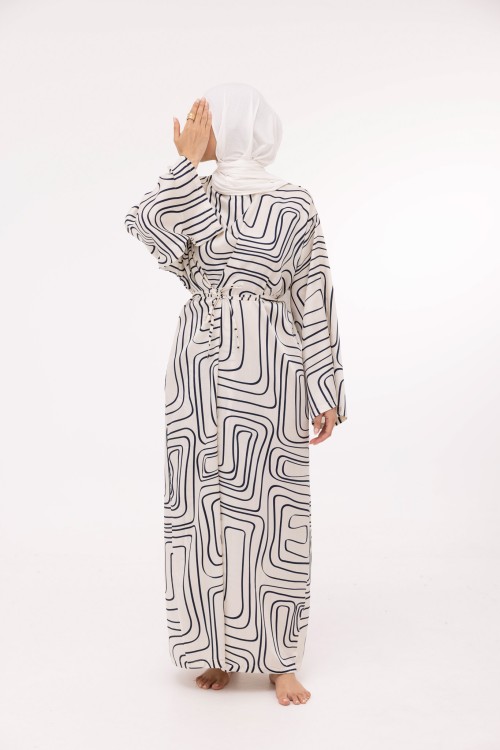 Robe Ally imprimé blanc et bleu