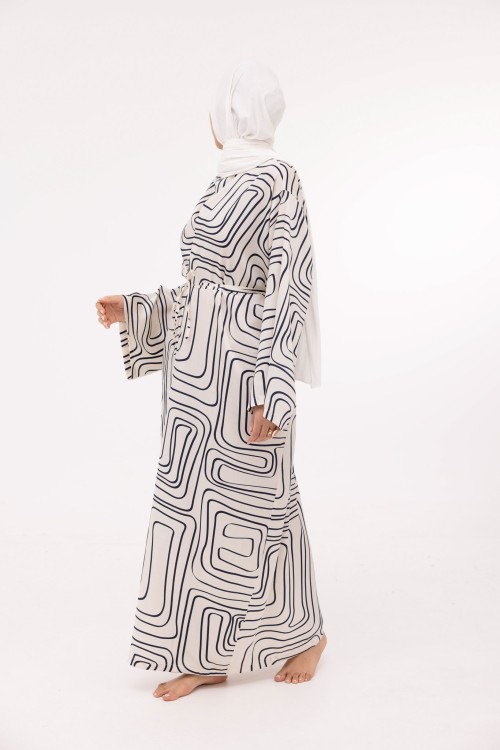 Robe Ally imprimé blanc et bleu