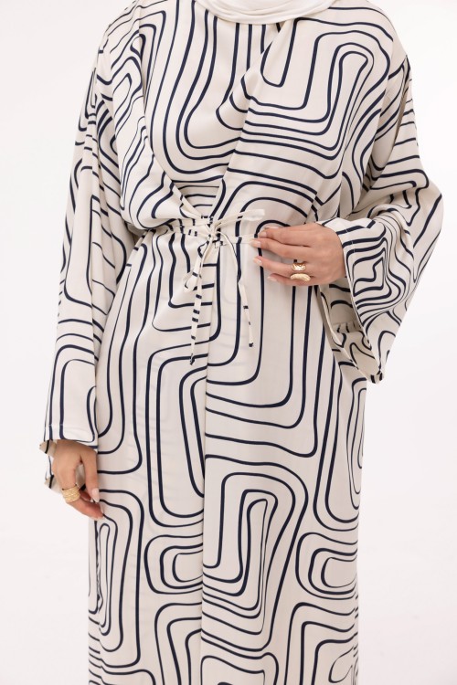 Robe Ally imprimé blanc et bleu