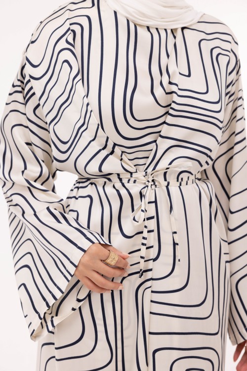 Robe Ally imprimé blanc et bleu