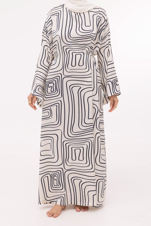 Robe Ally imprimé blanc et bleu