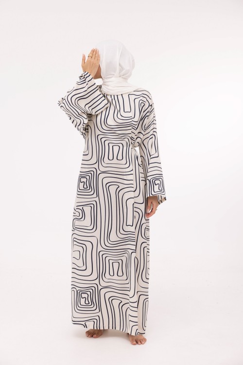Robe Ally imprimé blanc et bleu