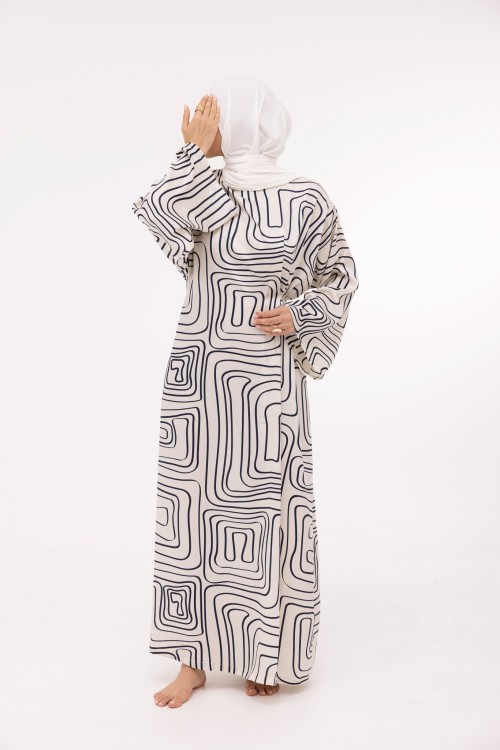Robe Ally imprimé blanc et bleu