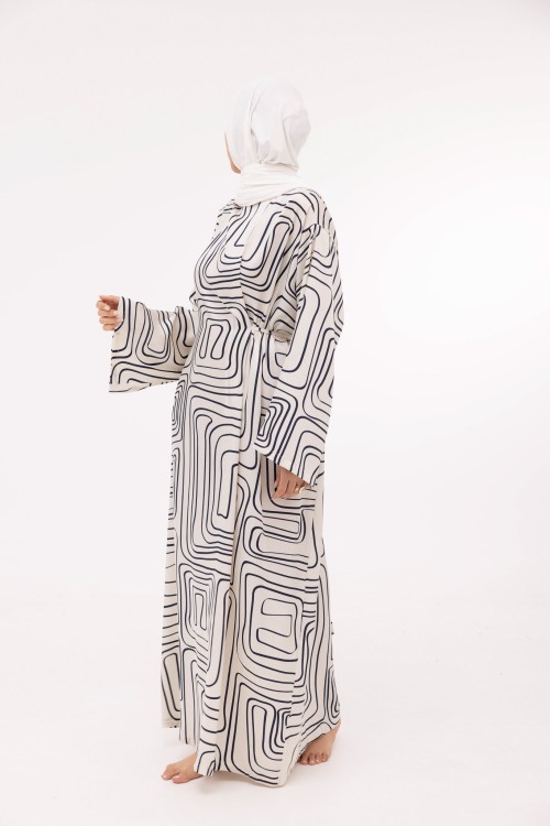 Robe Ally imprimé blanc et bleu