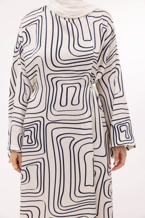 Robe Ally imprimé blanc et bleu