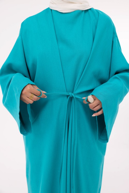 Robe Ally en lin turquoise