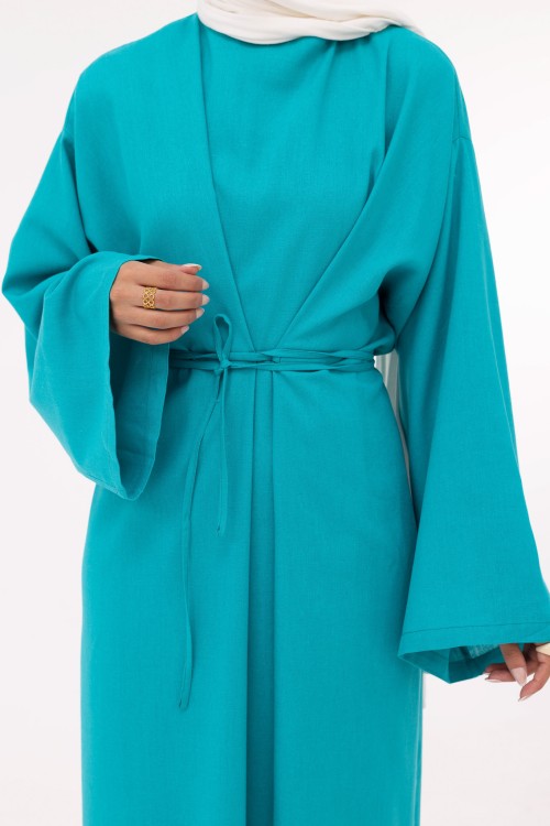 Robe Ally en lin turquoise