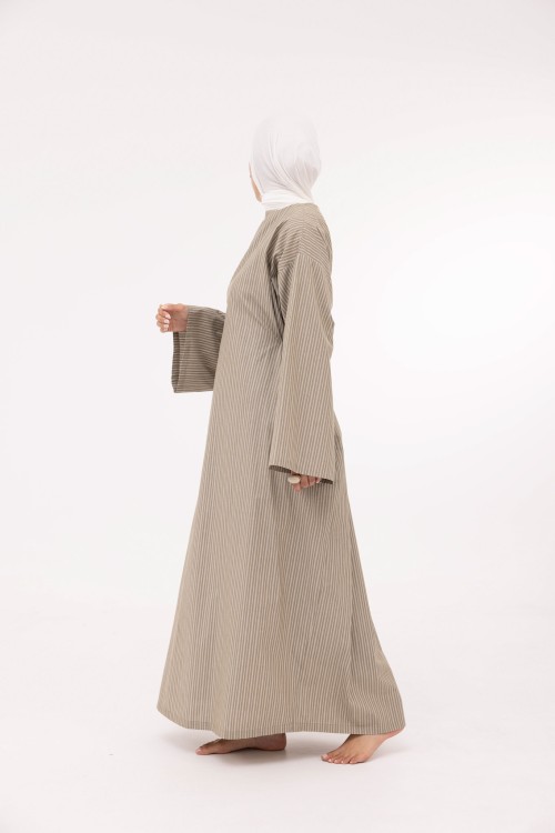 Robe Ally en popeline taupe rayée