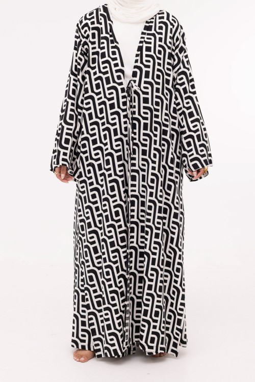 Ensemble Louny en lin blanc imprimé noir