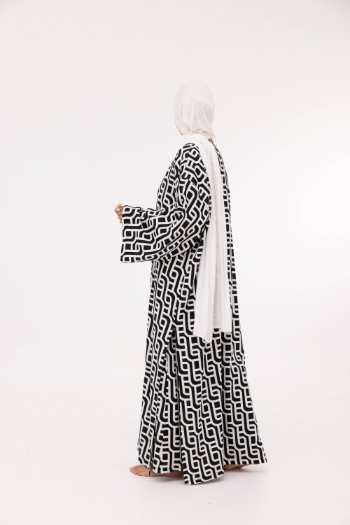 Ensemble Louny en lin blanc imprimé noir
