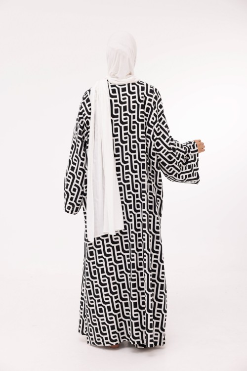 Ensemble Louny en lin blanc imprimé noir